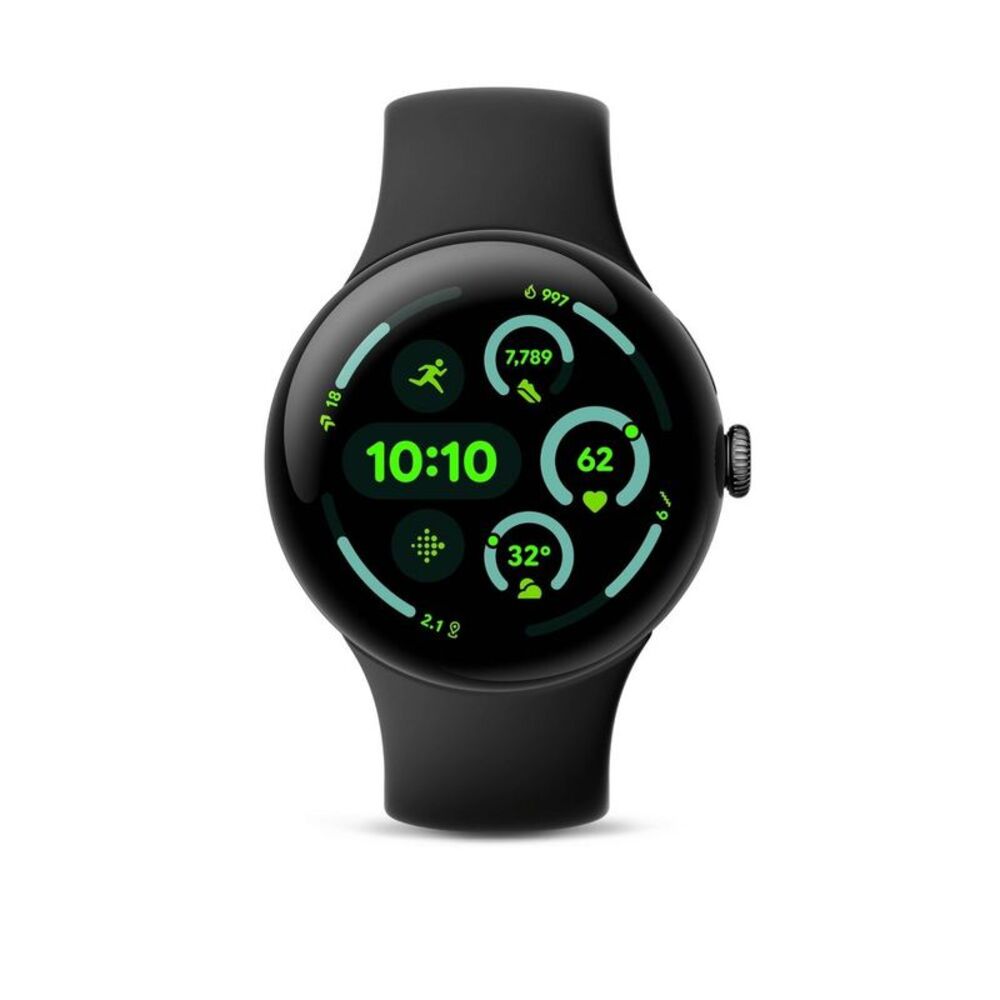 Pixel Watch 3 45mm Wifi - Matte Black Aluminum Case - Obsidian Band